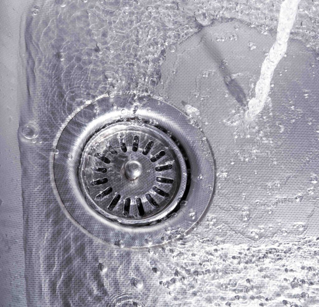 kitchen sink with water drops
